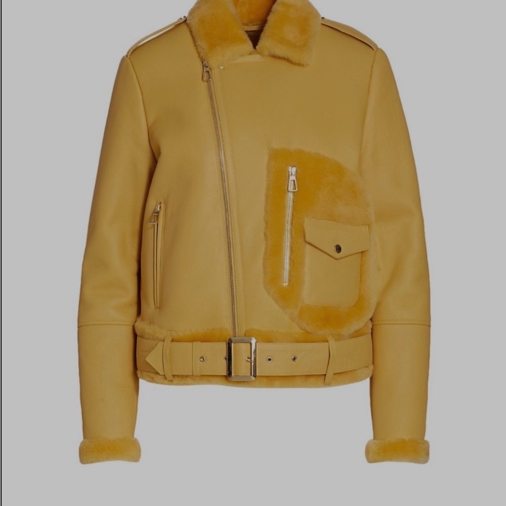 Maximilian Women's Yellow Shearling Shearling Trimmed Leather Jacket from Saks M
